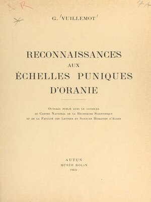 cover image of Reconnaissances aux échelles puniques d'Oranie